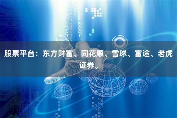 股票平台：东方财富、同花顺、雪球、富途、老虎证券。